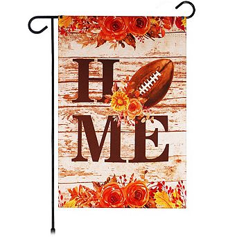 G128 Garden Flag Home Football on Rustic Wood 12"x18" Blockout