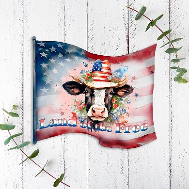 Land of The Free Flag 19-Inch Handcrafted Wooden Door Decor by G. DeBrekht - Patriotic Decor