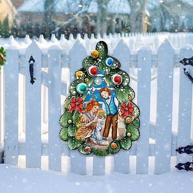Nutcracker Christmas Tree 24-Inch Handcrafted Wooden Door Decor by G. DeBrekht - Holiday Decor