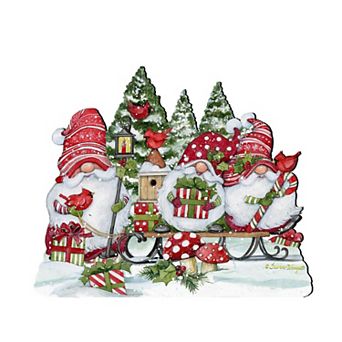Christmas Gnomes Holiday 24-Inch Handcrafted Wooden Door Decor by Susan Winget - Christmas Decor