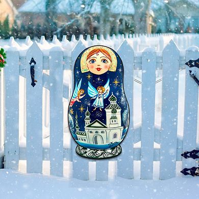 Flying Angels Nesting Doll 24-Inch Handcrafted Wooden Door Decor by G. Debrekht - Christmas Decor