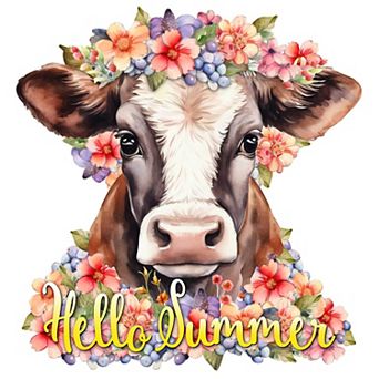 Hello Summer 19-Inch Handcrafted Wooden Door Décor by G. DeBrekht - Welcome Sign Decor