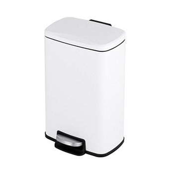 1.3 Gal./5 Liter Rectangular Matt White Step-on Trash Can for Bathroom and Office