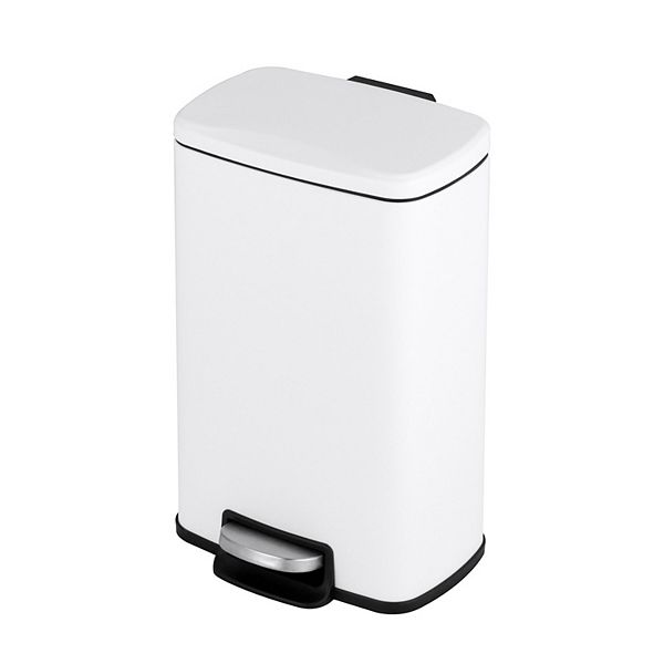 1.3 Gal./5 Liter Rectangular Matt White Stepon Trash Can for Bathroom
