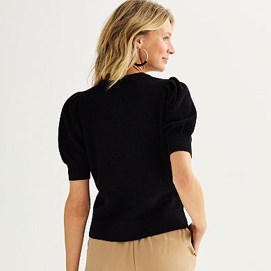 Women's Nine West Crewneck Puff Short Sleeve Sweater
