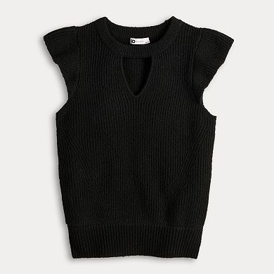 Juniors' SO® Keyhole Cutout Flutter Sleeve Sweater