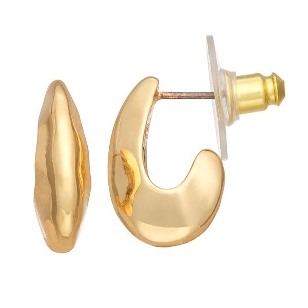 Nine West Gold Tone Organic Huggie Hoop Earrings