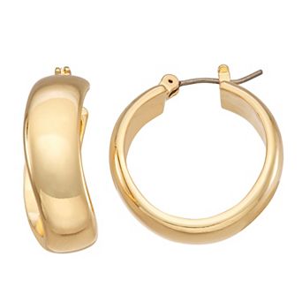 Nine West Gold Tone Wavy Hoop Earrings