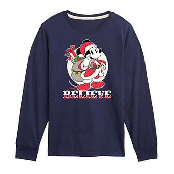 Disney's Mickey Mouse Boys 8-20 Santa Believe Long Sleeve Graphic Tee