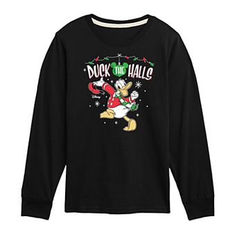 Disney's Donald Duck Boys 8-20 Christmas Duck The Halls Long Sleeve Graphic Tee
