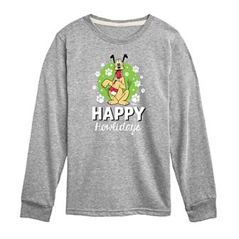 Disney's Pluto Boys 8-20 Happy Howlidays Long Sleeve Graphic Tee