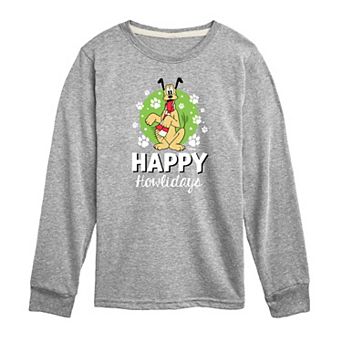 Disney's Pluto Boys 8-20 Happy Howlidays Long Sleeve Graphic Tee