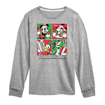 Disney's Mickey Mouse And Friends Boys 8-20 Happy Holidays Long Sleeve Graphic Tee