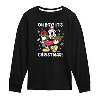 Disney's Mickey Mouse Boys 8-20 Oh Boy It's Christmas! Long Sleeve Graphic Tee