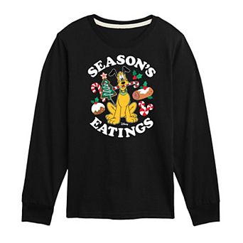 Disney's Mickey Mouse & Friends Boys 8-20 Seasons Eatings Long Sleeve Graphic Tee