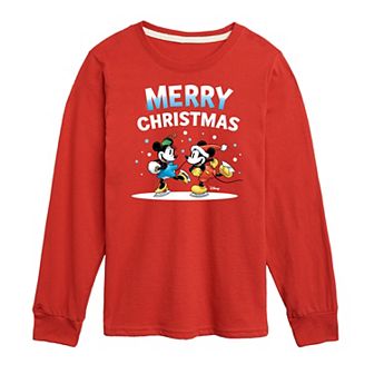 Disney's Mickey Mouse & Friends Boys 8-20 Merry Christmas Long Sleeve Graphic Tee
