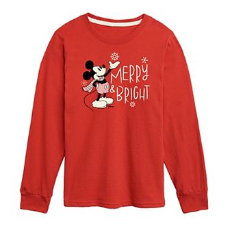 Disney's Mickey Mouse Boys 8-20 Merry & Bright Long Sleeve Graphic Tee
