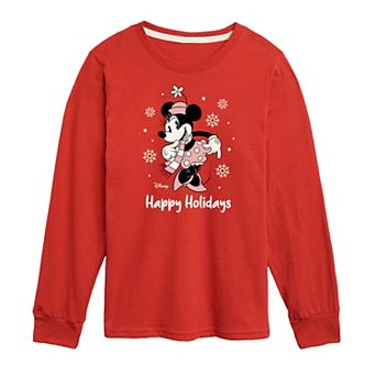 Disney's Minnie Mouse Boys 8-20 Happy Holidays Long Sleeve Graphic Tee