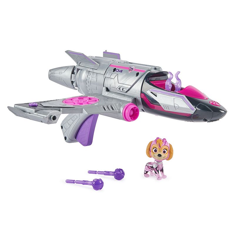 Paw Patrol- The Mighty Movie, Converting Rescue Jet with Skye Mighty Pups Action Figure, Lights and Sounds, Kids Toys for Boys Girls 3 Plus