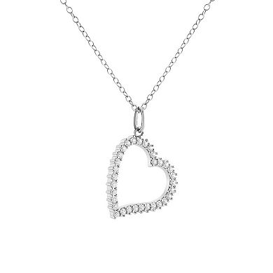 PRIMROSE Sterling Silver Pave Cubic Zirconia Open Heart Pendant Necklace