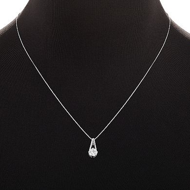 PRIMROSE Sterling Silver Cubic Zirconia Drop Pendant Necklace & Stud Earrings