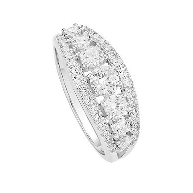 PRIMROSE Sterling Silver Graduated Round Cubic Zirconia Ring