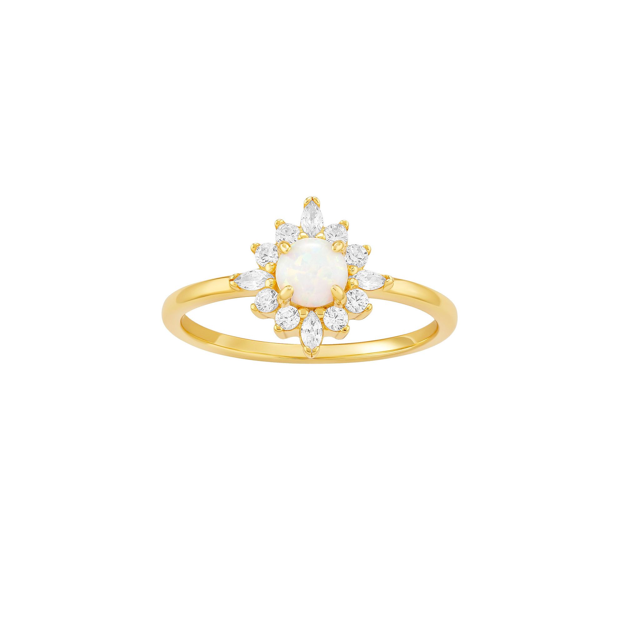 PRIMROSE Sterling Silver Opal & Cubic Zirconia Ring, Womens, Size: 9, Gold