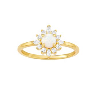 PRIMROSE Sterling Silver Opal & Cubic Zirconia Ring