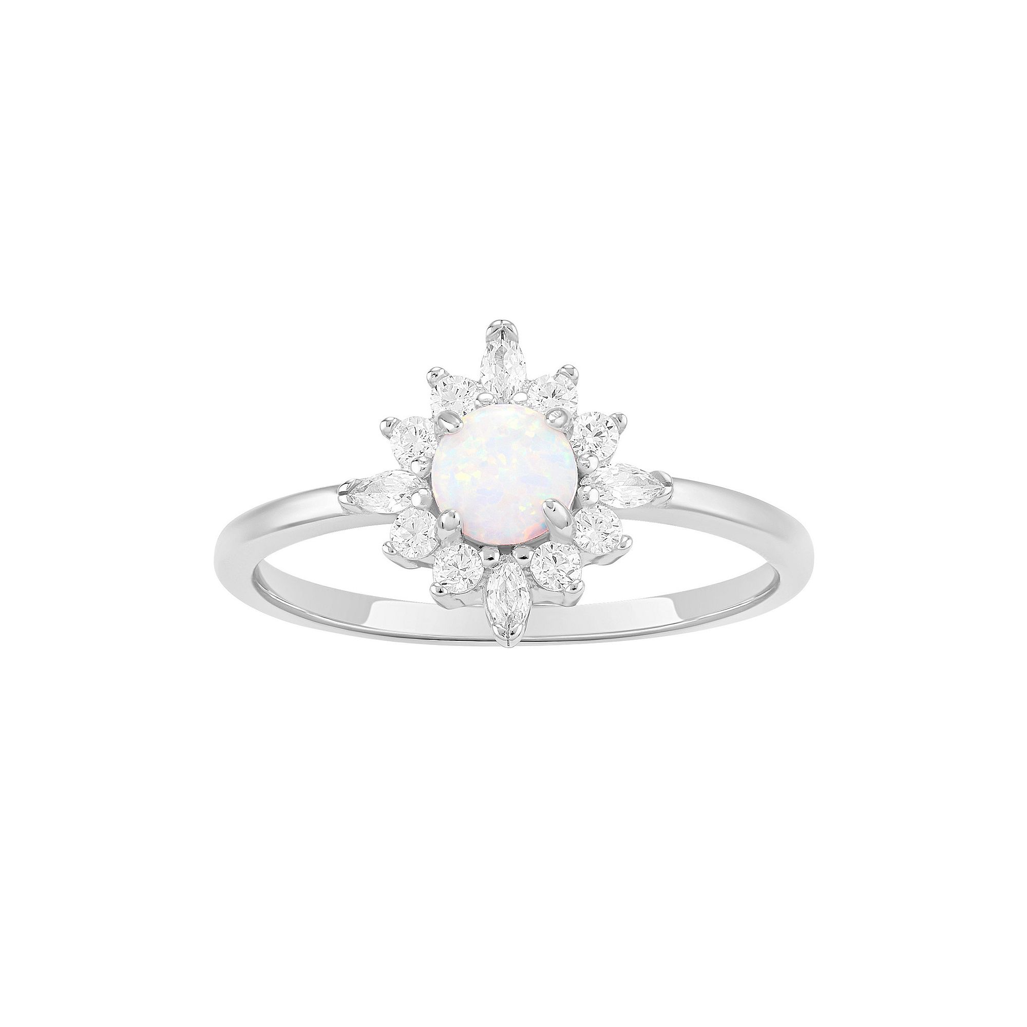 PRIMROSE Sterling Silver Opal & Cubic Zirconia Ring, Womens, Size: 7, Ster