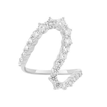 PRIMROSE Sterling Silver Cubic Zirconia Swirl Ring