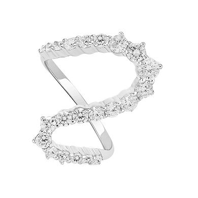 PRIMROSE Sterling Silver Cubic Zirconia Swirl Ring