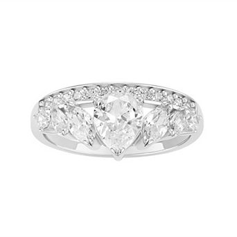 PRIMROSE Sterling Silver Graduated Teardrop & Marquise Cubic Zirconia Ring