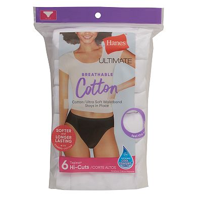 Hanes Ultimate 6-Pack Breathable Cotton Hi Cut Underwear 43H6CC