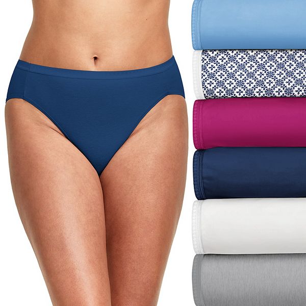 Hanes Ultimate 6-Pack Breathable Cotton Hi Cut Underwear 43H6CC - Blue Boho Asst (9)