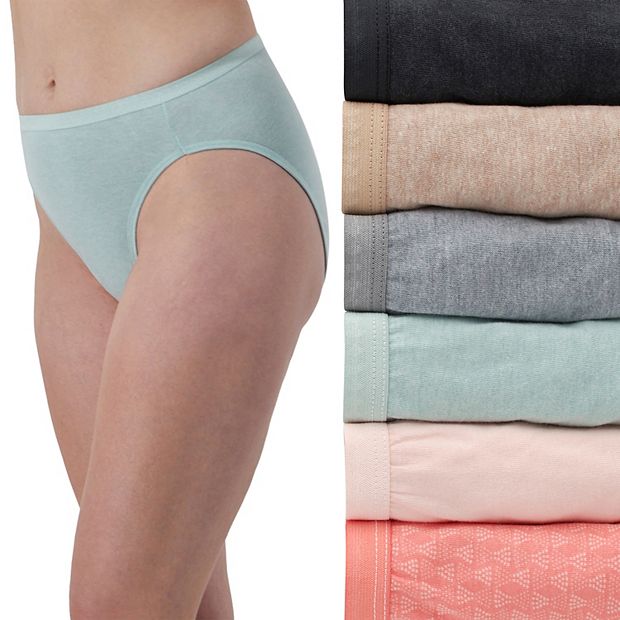 Hanes Women's Cotton Brief Underwear, Moisture-Wicking, 6-Pack