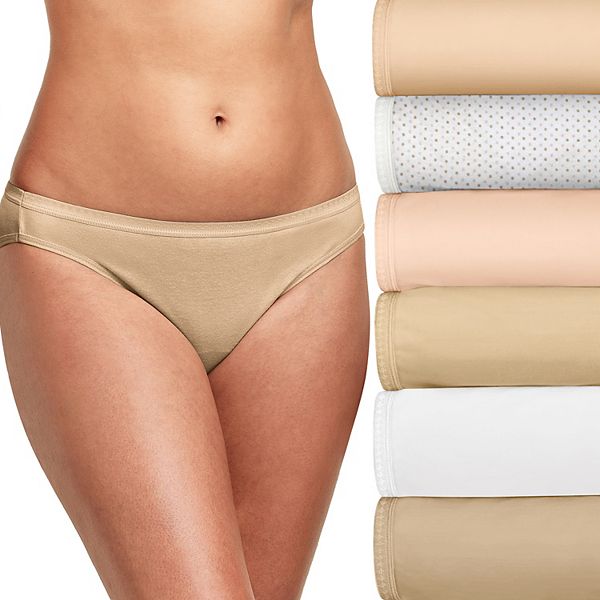 Hanes Ultimate Women's Breathable Cotton Bikini Underwear 6-Pack 42H6CC - Nude Asst (9)
