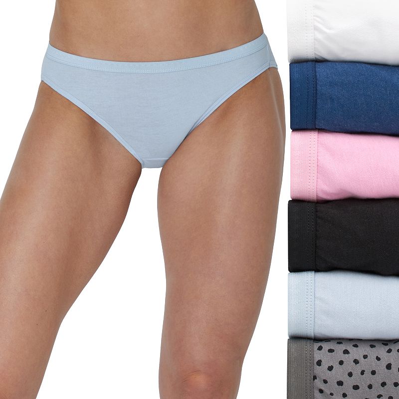 Hanes Ultimate Women's Breathable Cotton Bikini Underwear 6-Pack 42H6CC, Size: 5, Pink Purple Pack