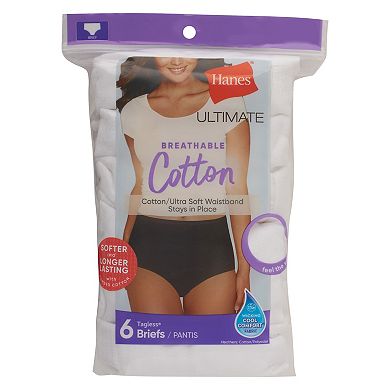 Hanes Ultimate 6-Pack Breathable Cotton Brief Underwear 40H6CC