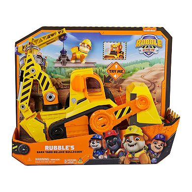 PAW Patrol Rubble's Bark Yard Deluxe Bulldozer Toy with Rubble Action Figure