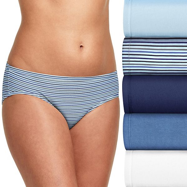 Hanes Ultimate ComfortSoft Women’s Stretch Hipster Underwear, 5-Pack 41W5CS - Blue Stripe Asst (5)