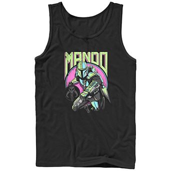 Men's Star Wars The Mandalorian Mando Fluorescent Colors Graphic Tank Top