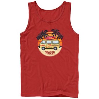 Men's Netflix Stranger Things Surfer Boy Pizza Van Graphic Tank Top