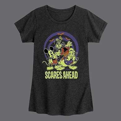 Disney's Mickey Mouse, Donald Duck & Goofy Girls 7-16 Scares Ahead Glow Graphic Tee