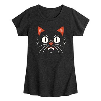 Girls' Halloween Cat Face Graphic Tee