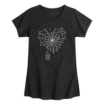 Girls' Heart Spider Web Graphic Tee