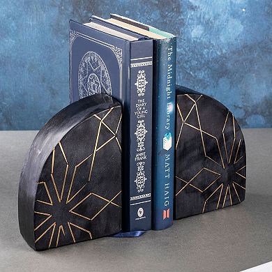 Enchant Black Marble Bookends, Set of 2