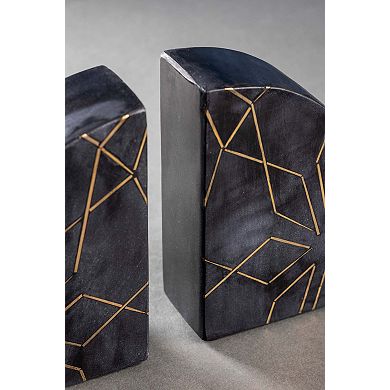 Enchant Black Marble Bookends, Set of 2