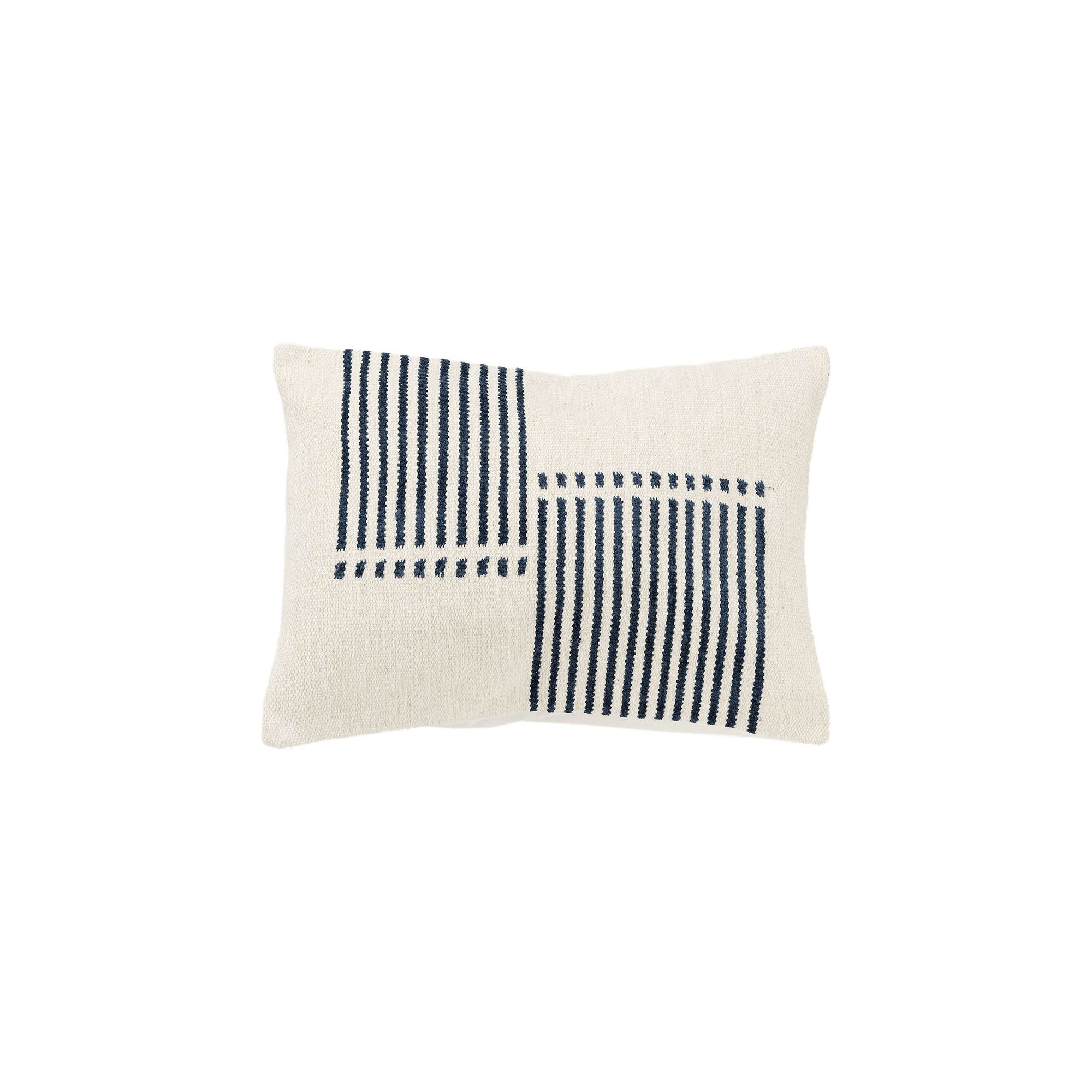 Rizzy Home Thea Block Stipe Throw Pillow, Natural Blue
