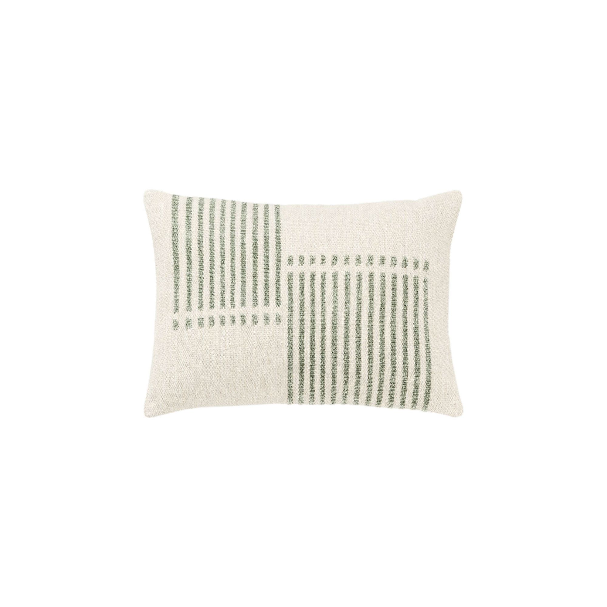 Rizzy Home Thea Block Stipe Throw Pillow, Natural Green