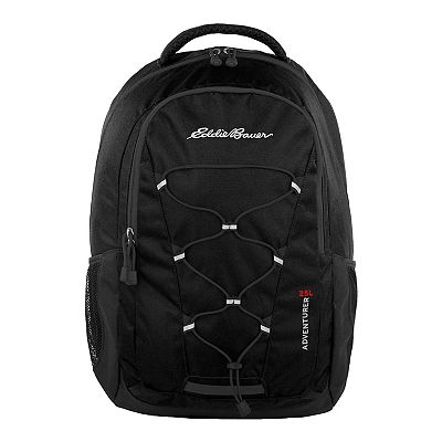 black backpack by eddie bauer leather Adventurer 30L lined pockets stash and protect sunglasses Eddie Bauer Adventurer 25 Liter